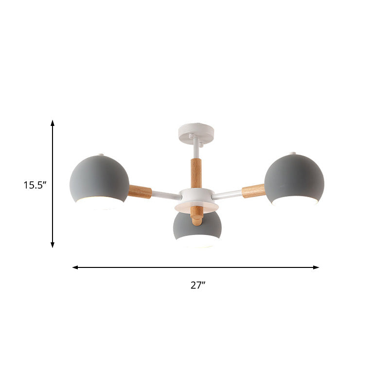 Modern Grey/White Ball Pendant Chandelier - Metal 3/6/8 Heads Hanging Ceiling Light For Living Room