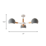 Modern Metal Ball Pendant Chandelier - Grey/White 3/6/8 Heads Living Room Ceiling Light