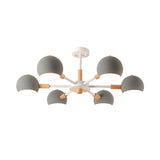 Modern Metal Ball Pendant Chandelier - Grey/White 3/6/8 Heads Living Room Ceiling Light