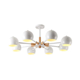 Modern Metal Ball Pendant Chandelier - Grey/White 3/6/8 Heads Living Room Ceiling Light
