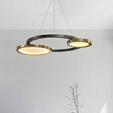 Modern Golden Orbit Metal Led Chandelier - Adjustable Hanging Light Fixture Gold