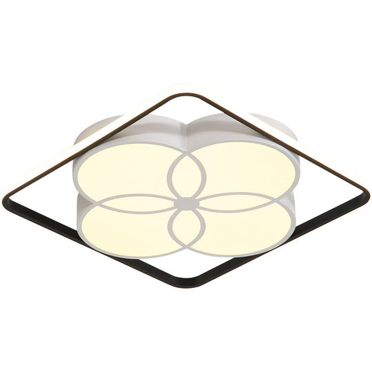 Modern White Acrylic Flower-Style Bedroom Flush Mount Ceiling Light With Warm/White Lighting