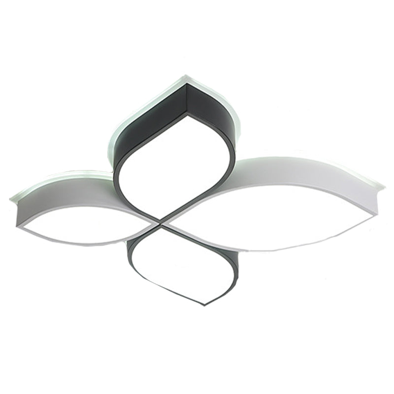 Minimalist Acrylic Shaded Led Flush Mount Ceiling Light – 18’/23.5’ Wide Black And White Leaf Design