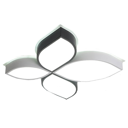 Minimalist Acrylic Shaded Led Flush Mount Ceiling Light – 18’/23.5’ Wide Black And White Leaf Design