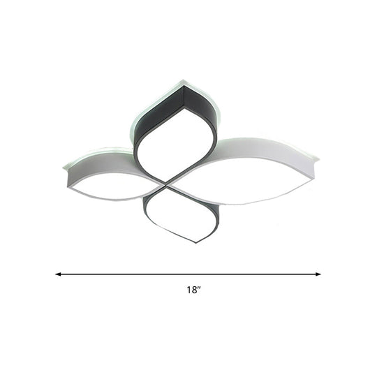 Minimalist Acrylic Shaded Led Flush Mount Ceiling Light – 18’/23.5’ Wide Black And White Leaf Design