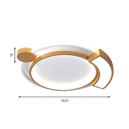 16/19.5 Modern Orbit Acrylic Led Flush Ceiling Light Black/Gold Finish White