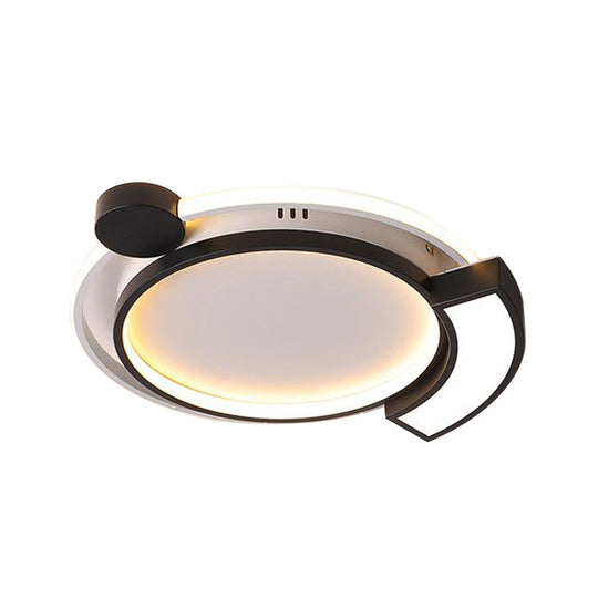 16/19.5 Modern Orbit Acrylic Led Flush Ceiling Light Black/Gold Finish White