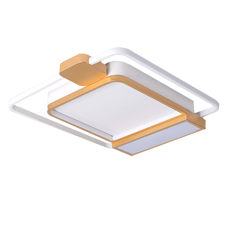 Contemporary Gold/Black Acrylic Ceiling Light With Led Flush Mount For Bedroom 16-19.5 Width - White
