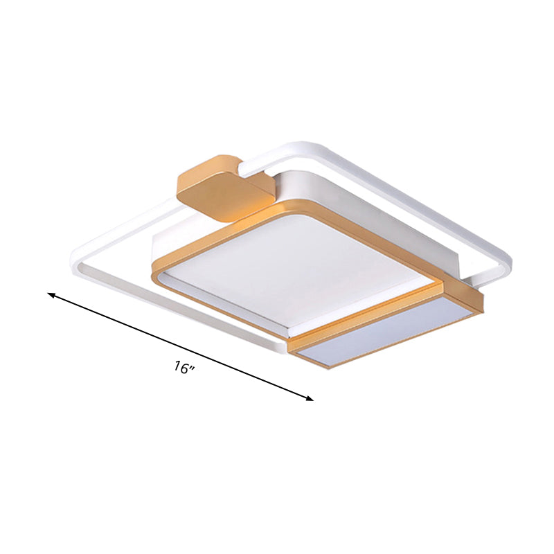 Contemporary Gold/Black Acrylic Ceiling Light With Led Flush Mount For Bedroom 16-19.5 Width - White