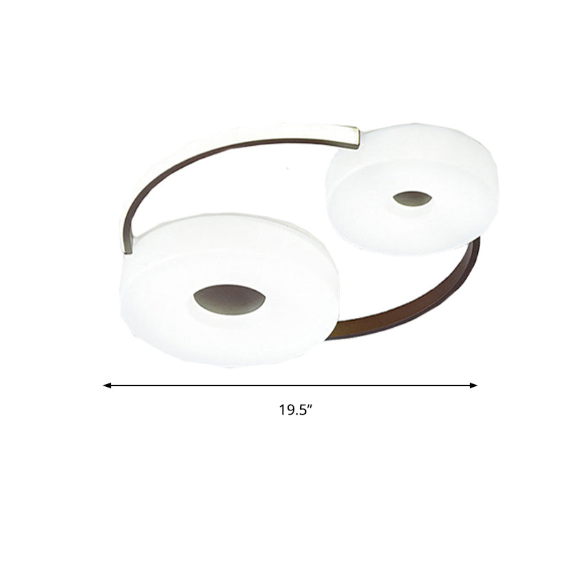 Minimalist Donut Flush Mount Ceiling Light - 16’/19.5’ Dia Coffee Led Fixture With Acrylic
