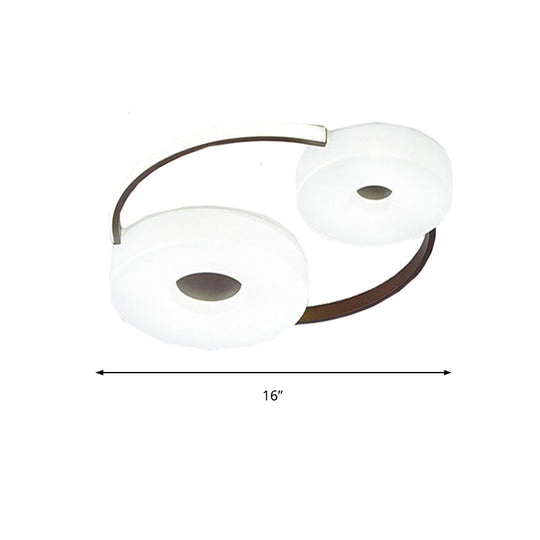 Minimalist Donut Flush Mount Ceiling Light - 16/19.5 Dia Coffee Led Fixture With Acrylic Lampshade
