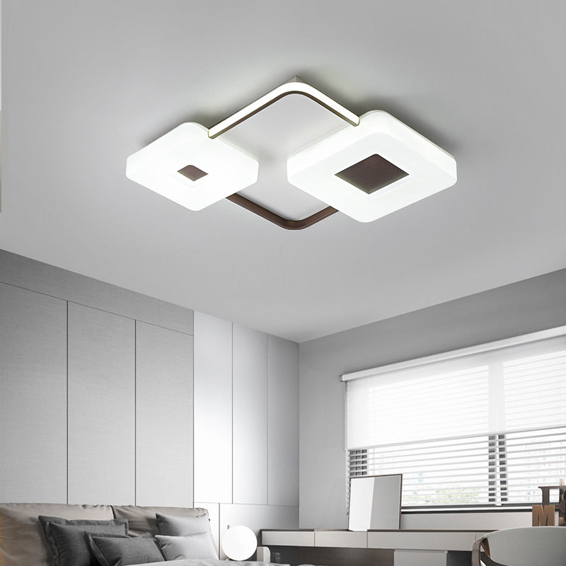 16/19.5/35.5 Coffee Square/Rectangular Led Flush Mount Lamp - White Light Acrylic Ceiling For Living