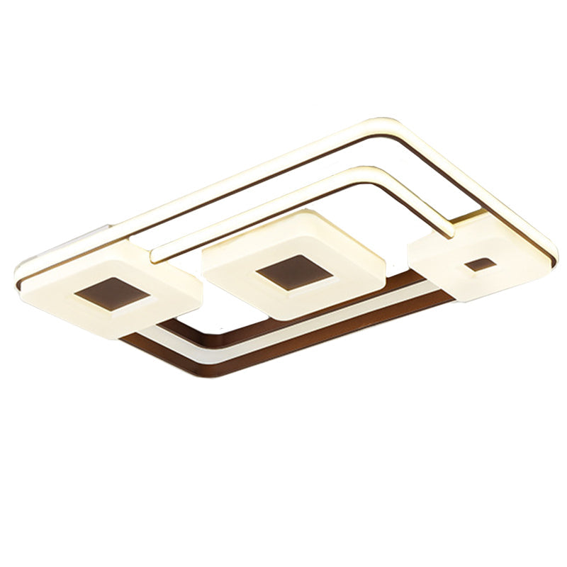 16’/19.5’/35.5’ Coffee Square/Rectangular Led Flush Mount Lamp - White Light Acrylic Ceiling