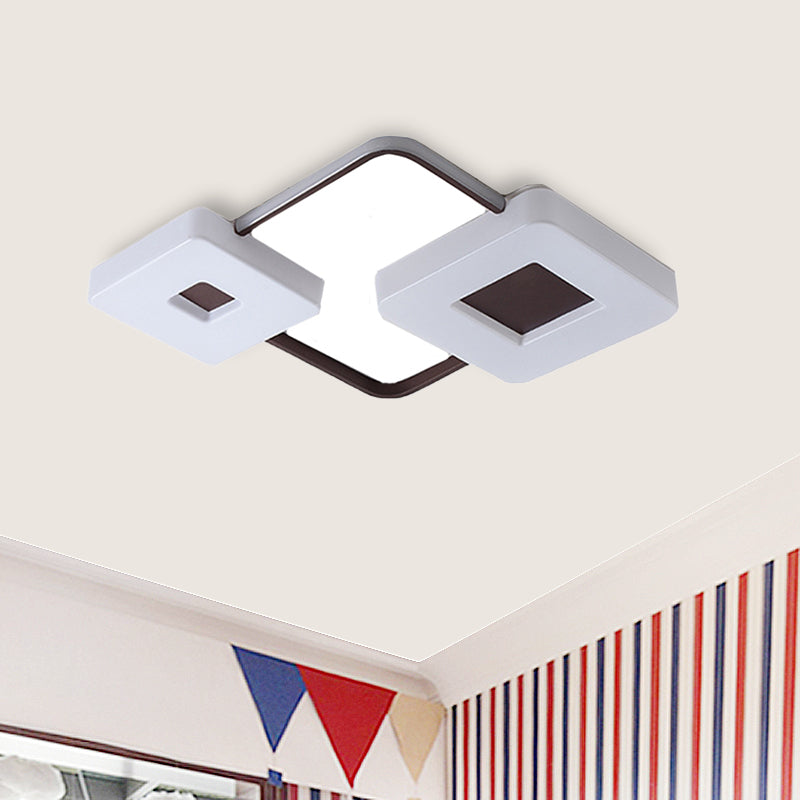 16’/19.5’/35.5’ Coffee Square/Rectangular Led Flush Mount Lamp - White Light Acrylic Ceiling
