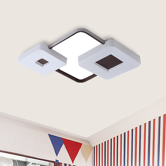 16/19.5/35.5 Coffee Square/Rectangular Led Flush Mount Lamp - White Light Acrylic Ceiling For Living