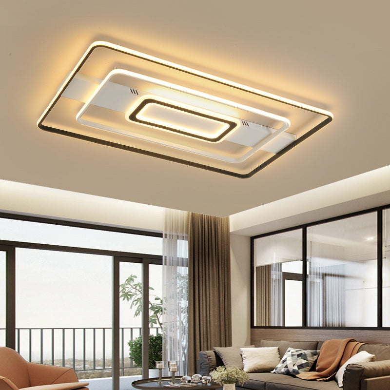 Modern Led Flush Mount Ceiling Light Fixture For Black And White Living Room - Aluminum Frame