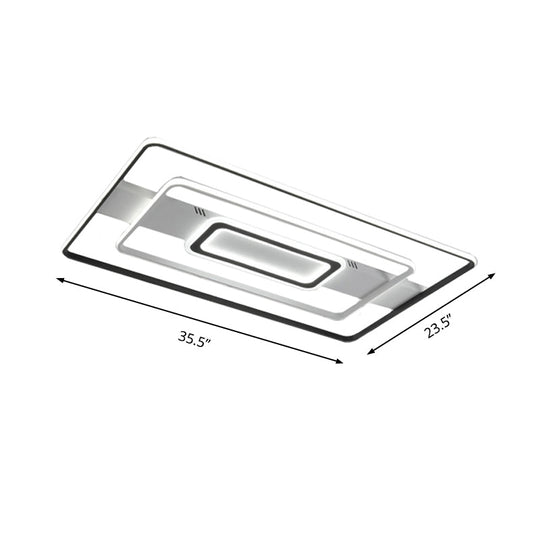 Modern Led Flush Mount Ceiling Light Fixture For Black And White Living Room - Aluminum Frame
