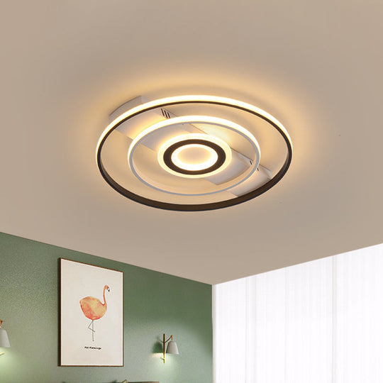 Modern Led Flush Mount Ceiling Light Fixture For Black And White Living Room - Aluminum Frame