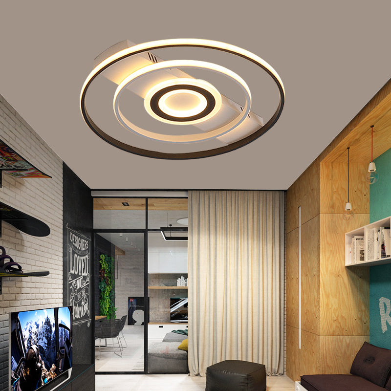 Modern Led Flush Mount Ceiling Light Fixture For Black And White Living Room - Aluminum Frame