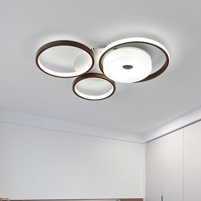 Led Coffee Flush Mount Ceiling Light With Minimal Acrylic Shade In White 16’/19.5’ Wide / 16’