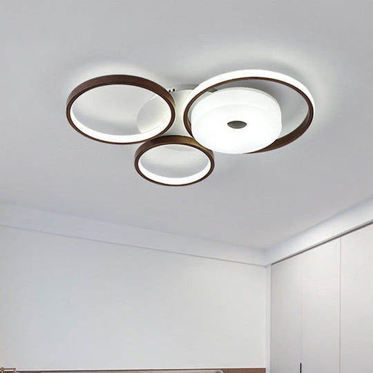 Led Coffee Flush Mount Ceiling Light With Minimal Acrylic Shade In White 16’/19.5’ Wide / 16’