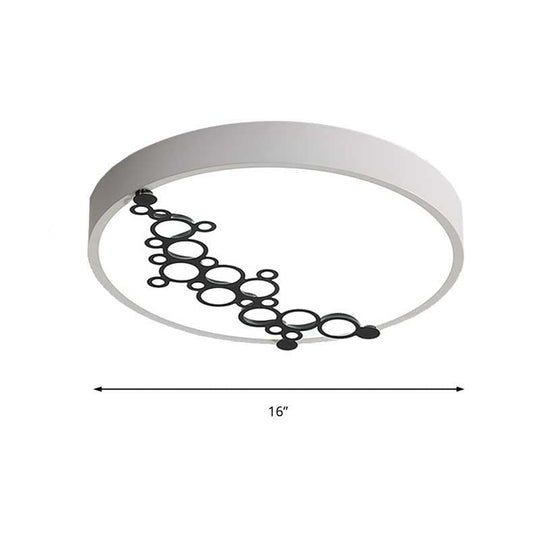 Simple Iron Led Flushmount Bedroom Light – 16’/19.5’ Round/Square Flush With Bubble Pattern White