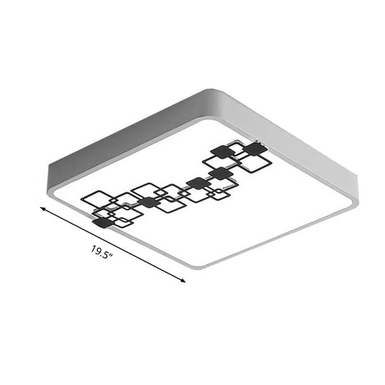 Simple Iron Led Flushmount Bedroom Light – 16’/19.5’ Round/Square Flush With Bubble Pattern White