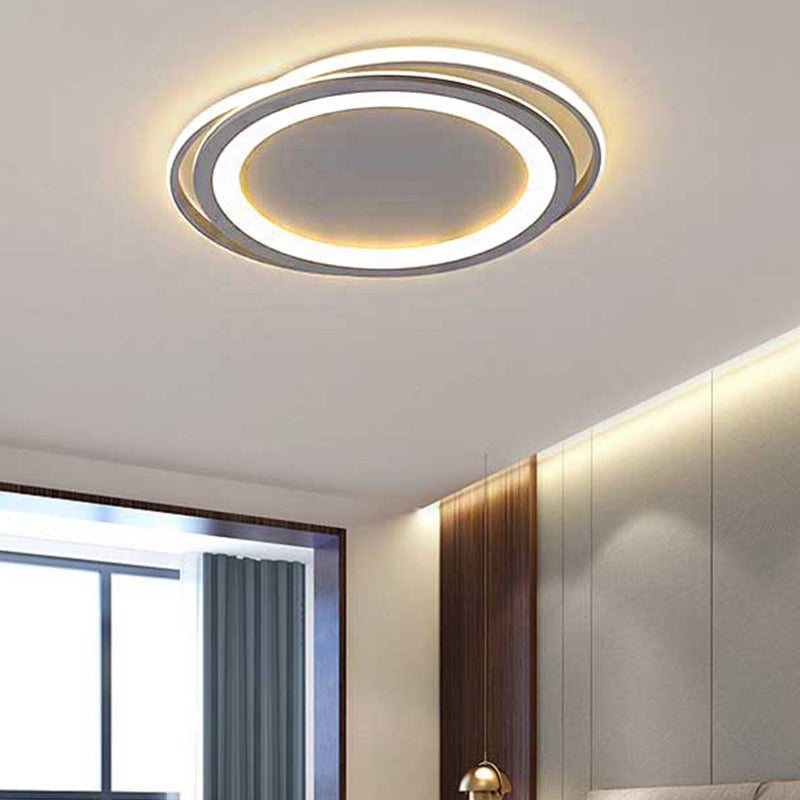 Ultra Thin 16’/19.5’ Acrylic Led Flush Ceiling Light - Grey Bedroom Mount Fixture Warm/White /