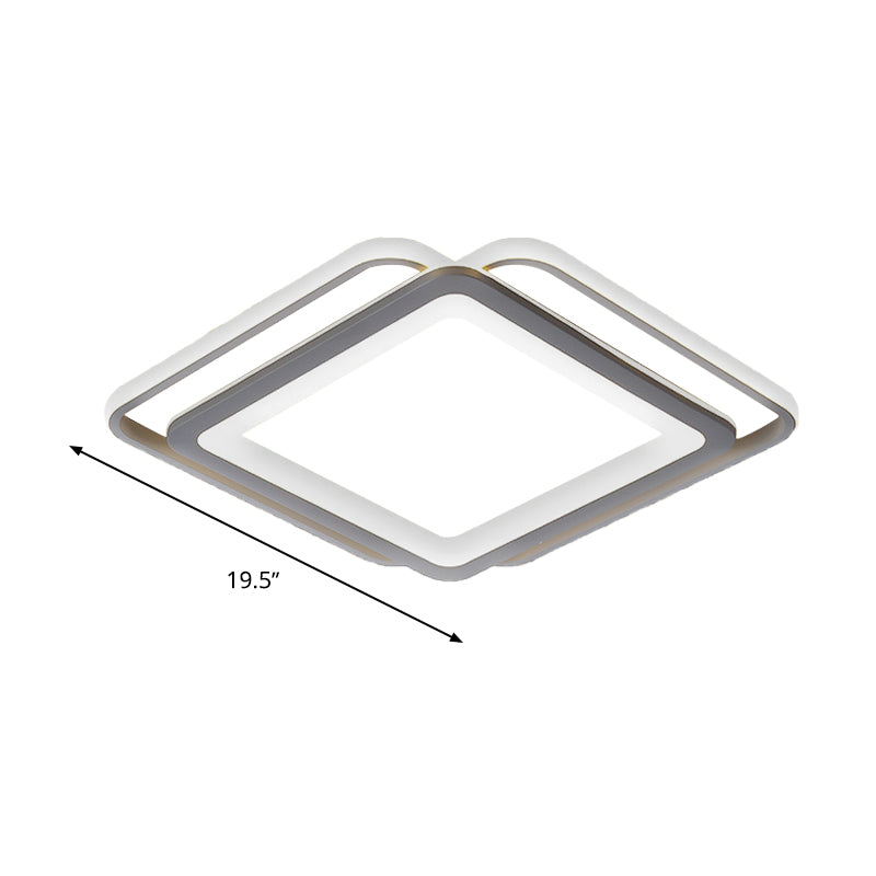Ultra Slim Acrylic Ceiling Flush Mount Led Fixture (16’/19.5’/35.5’) In Grey With Warm/White Light
