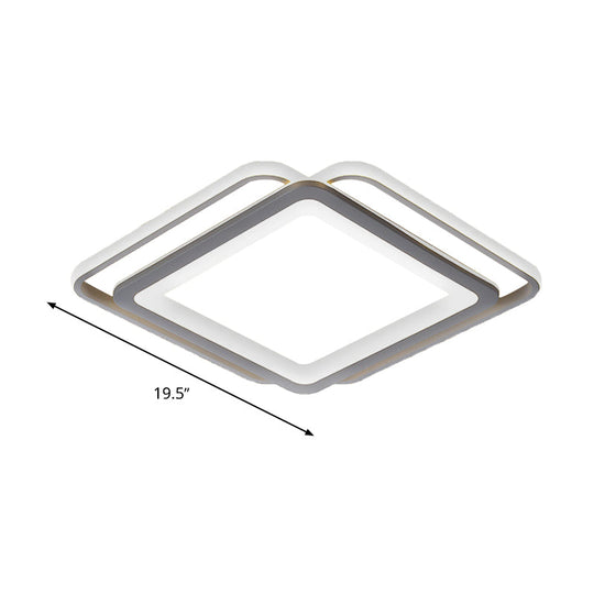 Ultra Slim Acrylic Ceiling Flush Mount Led Fixture (16’/19.5’/35.5’) In Grey With Warm/White Light