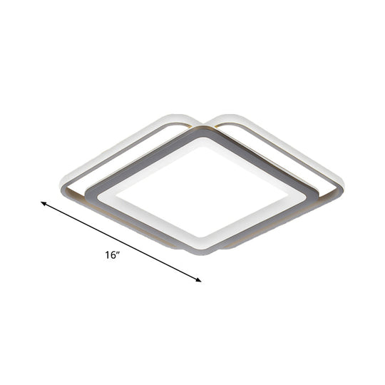 Ultra Slim Acrylic Ceiling Flush Mount Led Fixture (16’/19.5’/35.5’) In Grey With Warm/White Light