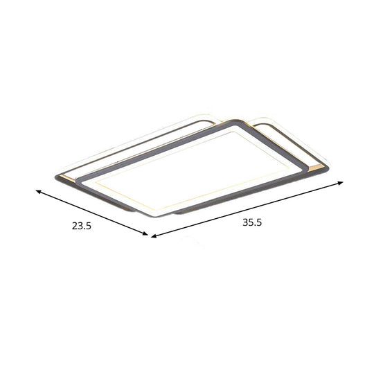 Ultra Slim Acrylic Ceiling Flush Mount Led Fixture (16’/19.5’/35.5’) In Grey With Warm/White Light