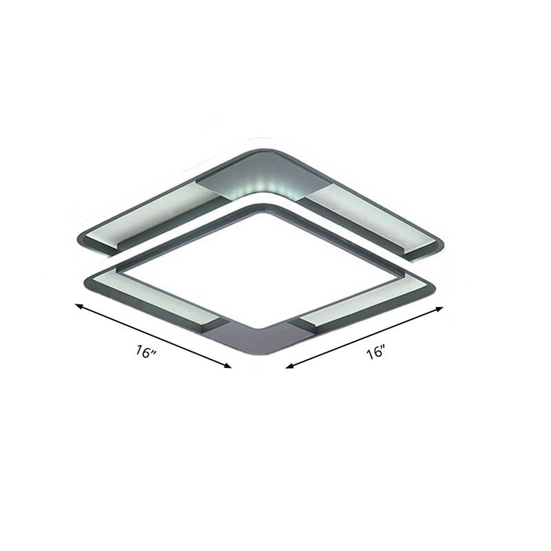 Modern Acrylic Led Flushmount Lighting - Rhombus/Rectangular Shape 16’/19.5’/35.5’ Width