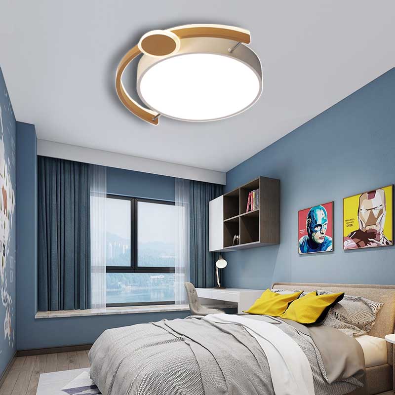 Sleek 16’/19.5’ Wide Led Flush Ceiling Light In Metallic Black/Gold For Bedroom White Gold / 16’