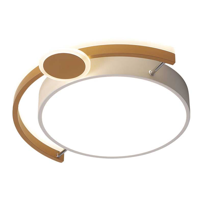 Sleek 16’/19.5’ Wide Led Flush Ceiling Light In Metallic Black/Gold For Bedroom White