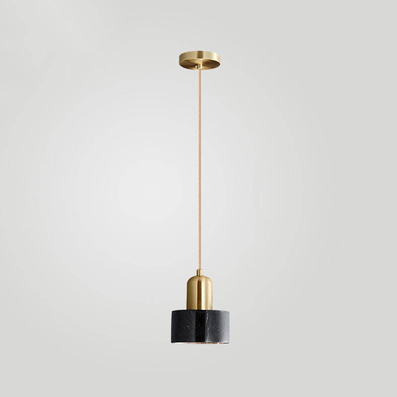 Sleek Round Shade Pendant Light With Marble Accent – Ideal For Elegant Dining Rooms