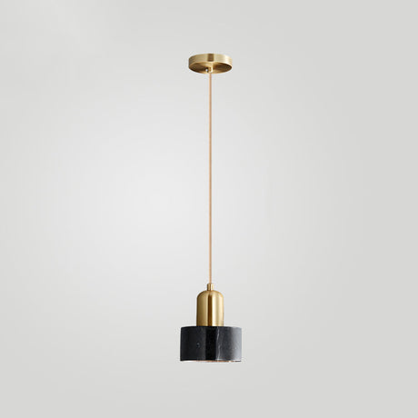 Marble Pendant Light - Round Shade Simple Suspension Fixture For Dining Room Lighting