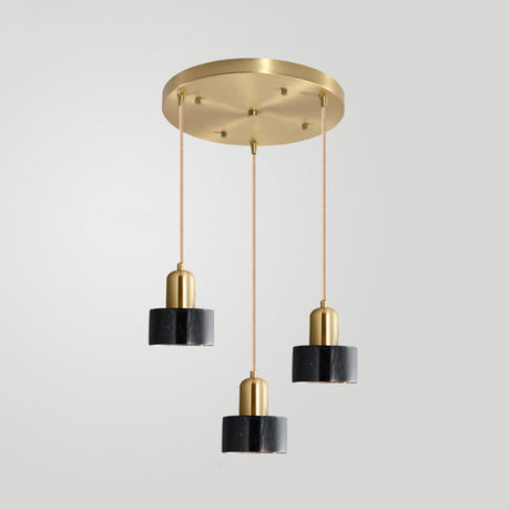 Marble Pendant Light - Round Shade Simple Suspension Fixture For Dining Room Lighting 3 / Black