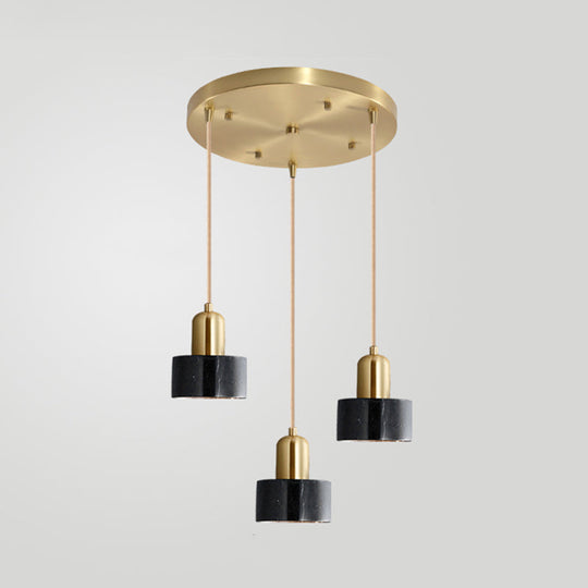 Marble Pendant Light - Round Shade Simple Suspension Fixture For Dining Room Lighting 3 / Black