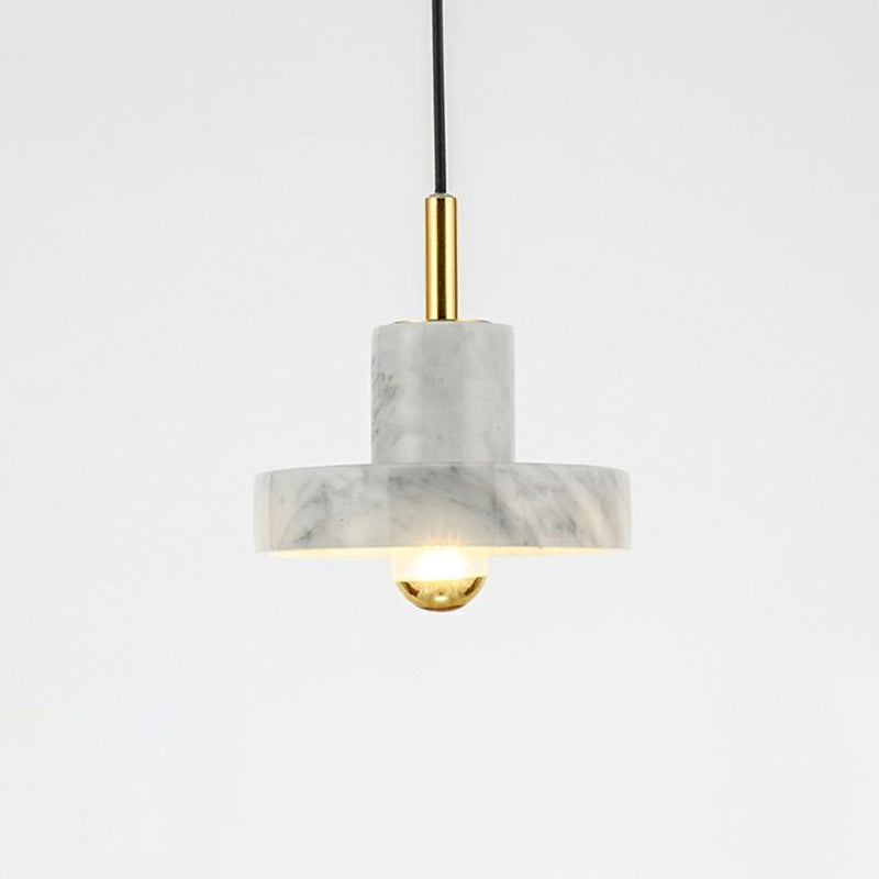 Minimalist Marble Lid Ceiling Light: Single-Bulb Hanging Lamp For Dining Room