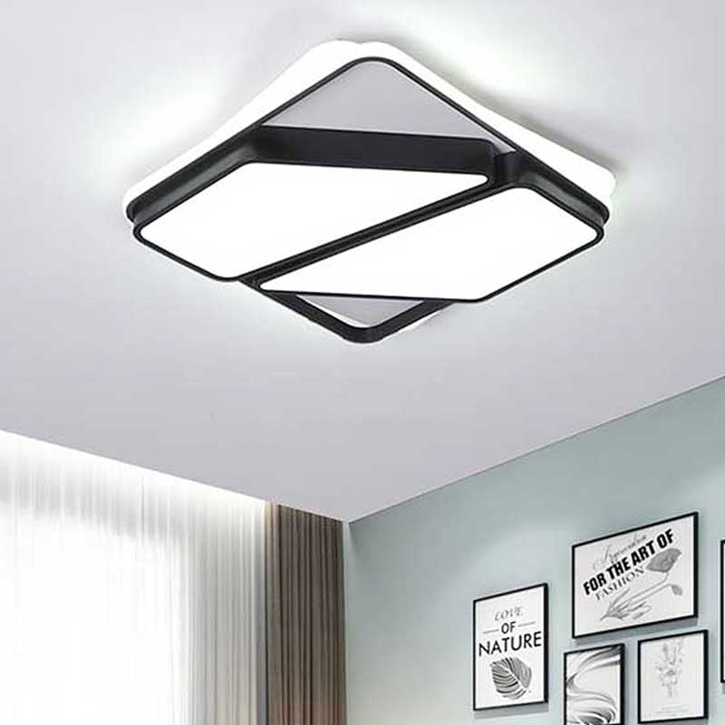Modern Metallic Black & White Splicing-Block Led Flush Ceiling Light - 16’/19.5’/35.5