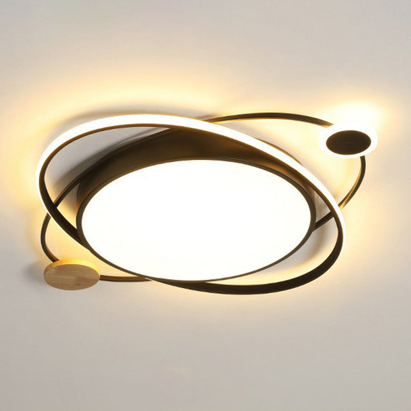 Macaron Led Orbit Flush Mount Lighting For Kids Bedroom Ceiling - Metallic Color