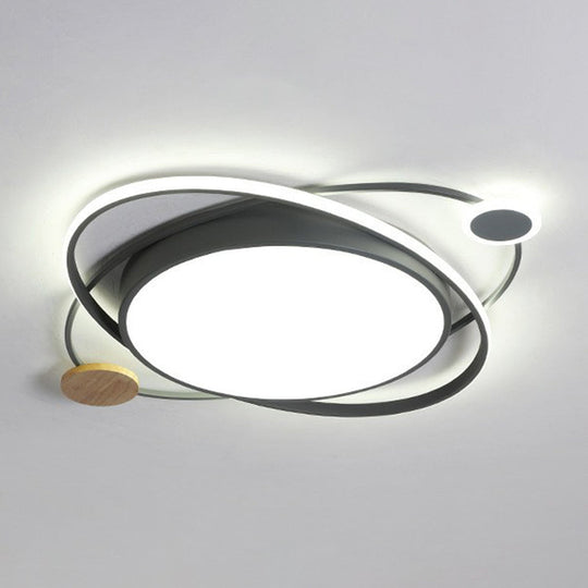 Macaron Led Orbit Flush Mount Lighting For Kids Bedroom Ceiling - Metallic Color