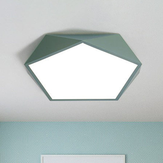 Ultrathin Acrylic Led Flush Ceiling Light Fixture - Ideal For Kids Bedroom Green / Small Warm