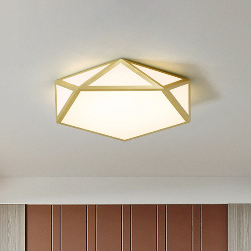 Modern Nordic Pentagon Led Flush Mount Light Fixture For Bedrooms Gold / White