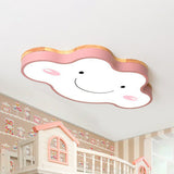 Nursery Smiling Cloud Led Flush Mount Ceiling Light - Acrylic Cartoon Flushmount Pink / Small White