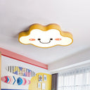Smiling Cloud Led Flush Mount Ceiling Light - Frosted Acrylic Bedroom Lighting Fixture For Kids