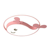 Dolphin-Shaped Led Flush Ceiling Light For Kids Bedroom In Metallic Finish