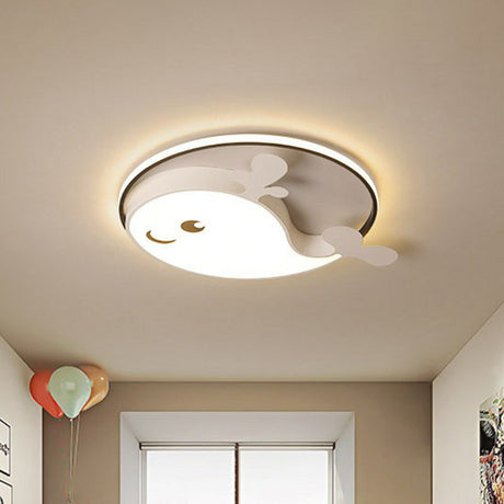 Dolphin - Shaped Led Flush Ceiling Light For Kids’ Bedroom In Metallic Finish