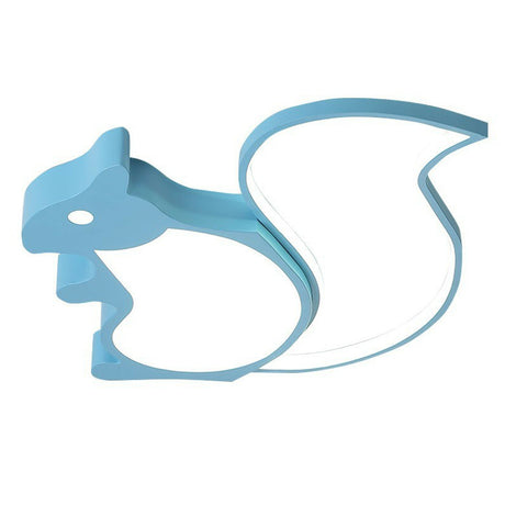 Kids Metallic Blue Led Squirrel-Shaped Flush Light For Bedroom Ceiling
